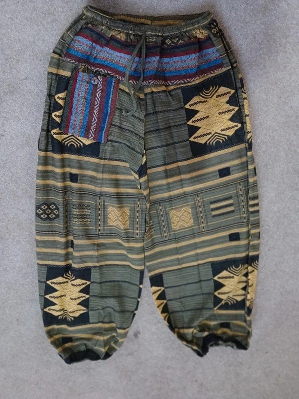 Cotton Woven Khaki Hippie Harem Pants Baggy Hippy Joggers Womens Mens S M L XL