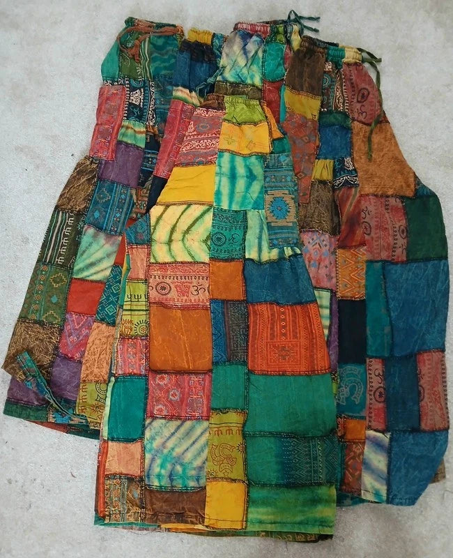 Bohemian Tie Dye Cotton Random Unique Patchwork Harem Pants Ladies Mens Trousers
