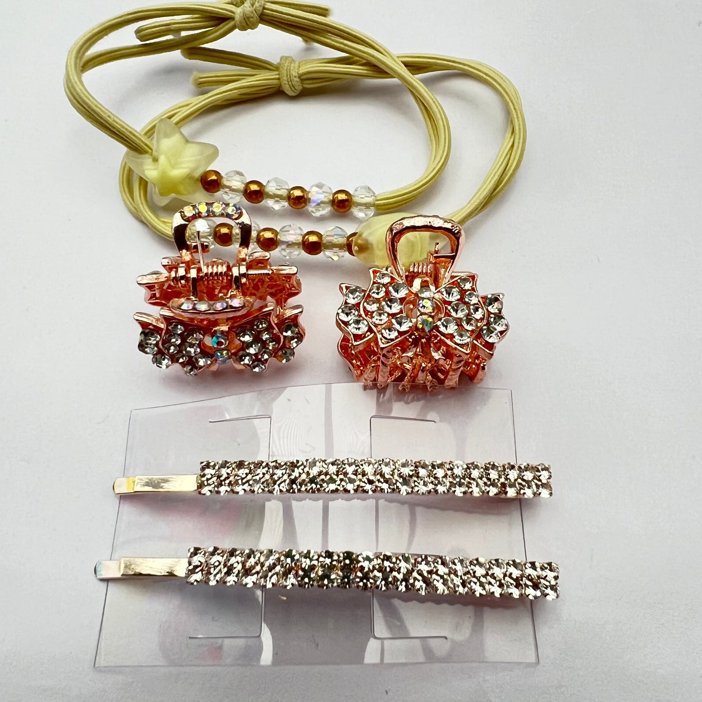 Set of Hair Accessories Beautiful Crystals hair clip pink rose Crystal Hair claw hair bands hair ti