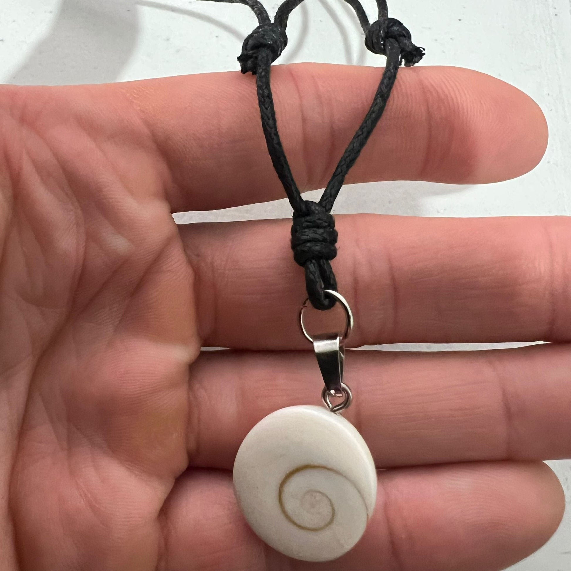 Shiva Eye Shell Pendant Black Cord Necklace Chain Mens Womens Boy Girl Jewellery
