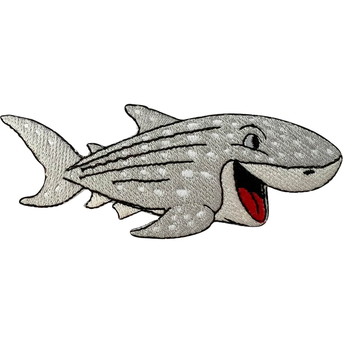 Silver Grey Shark Patch Iron On Sew On Cloth Denim Jacket Fish Embroid