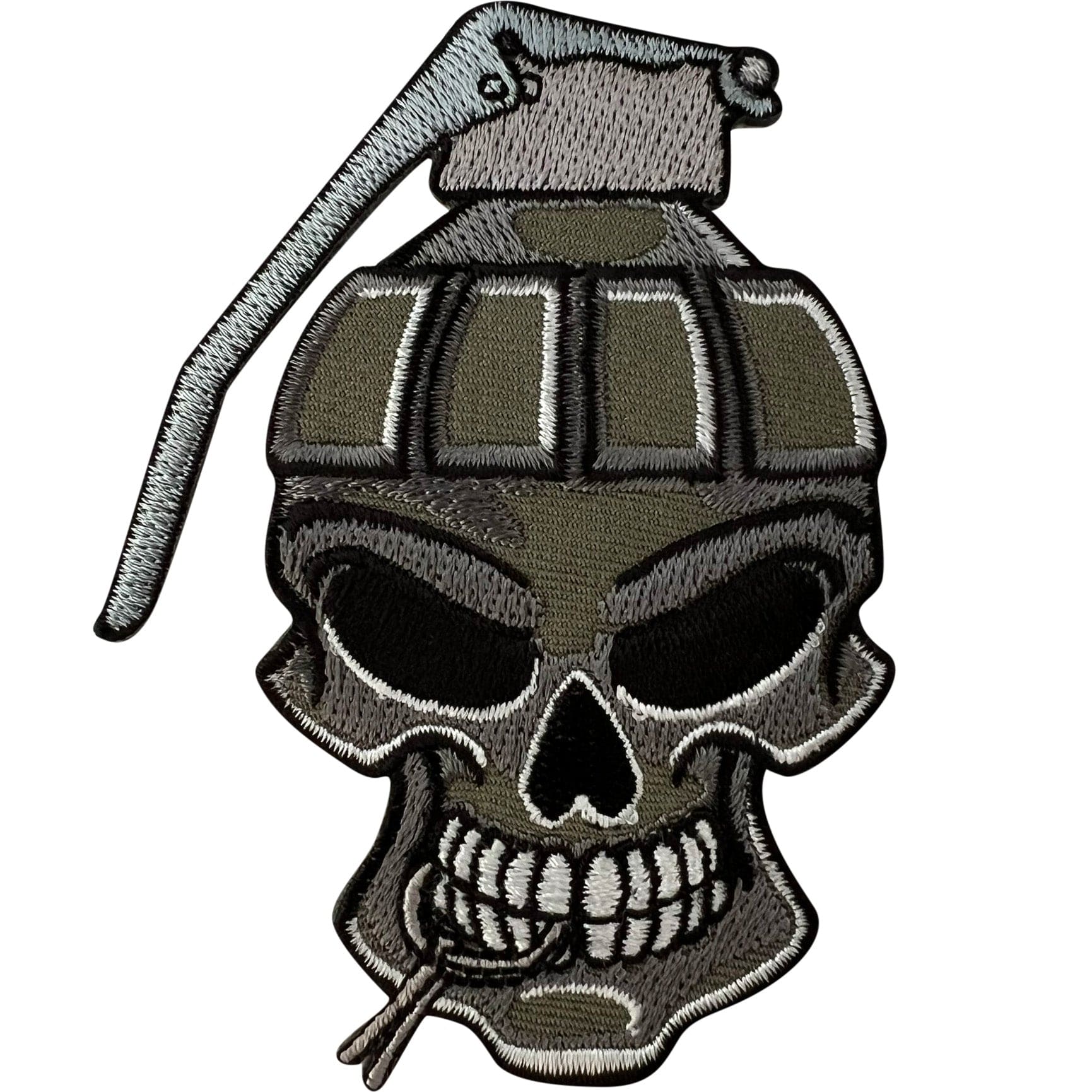 Skull Grenade Patch Iron Sew On Clothes Bag Army Military Green Embroidery Badge