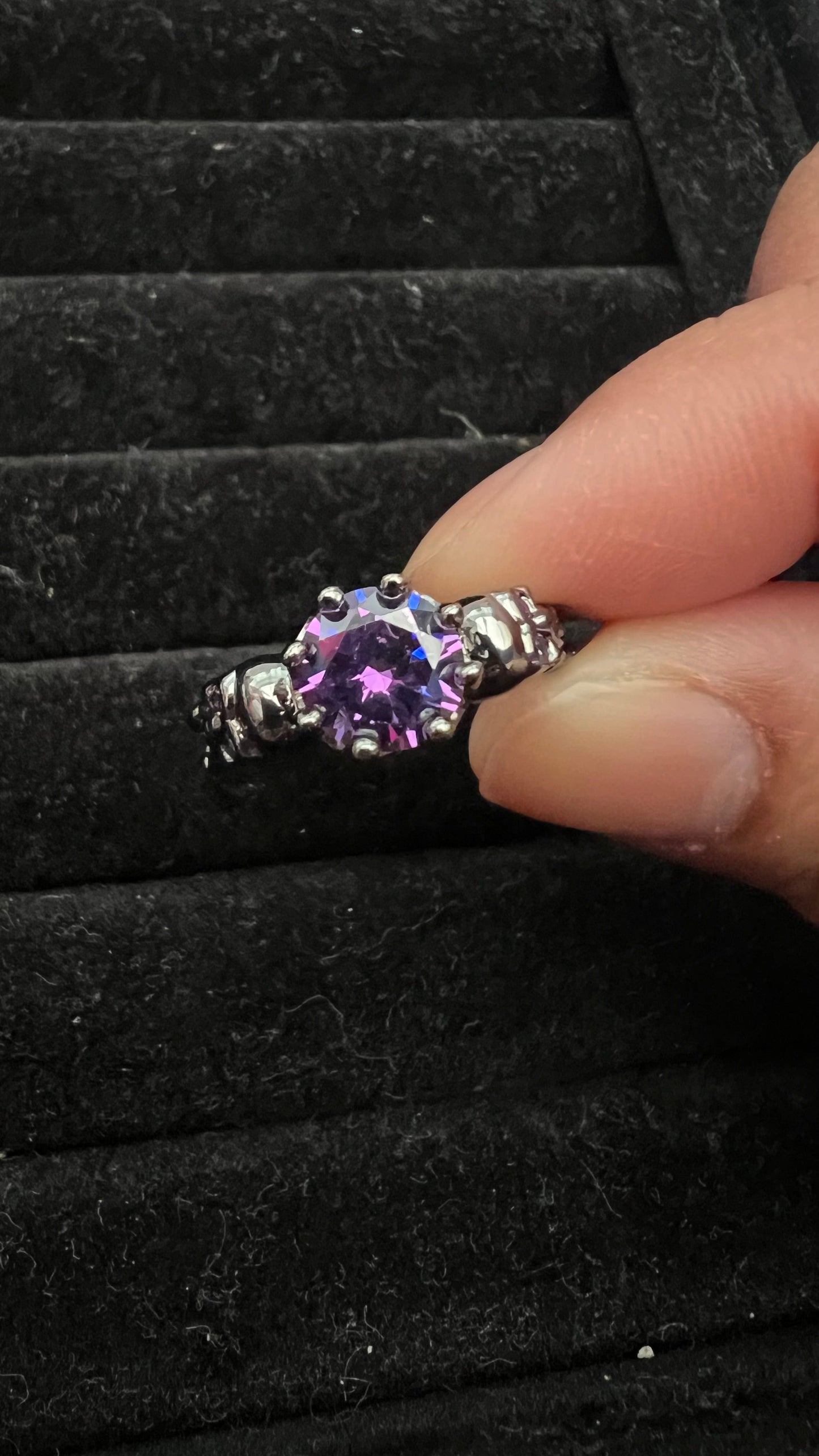 Skull King Crown Amethyst Crystal Gemstone Ring Gothic Punk Ring 18ct gold plated ring size 9