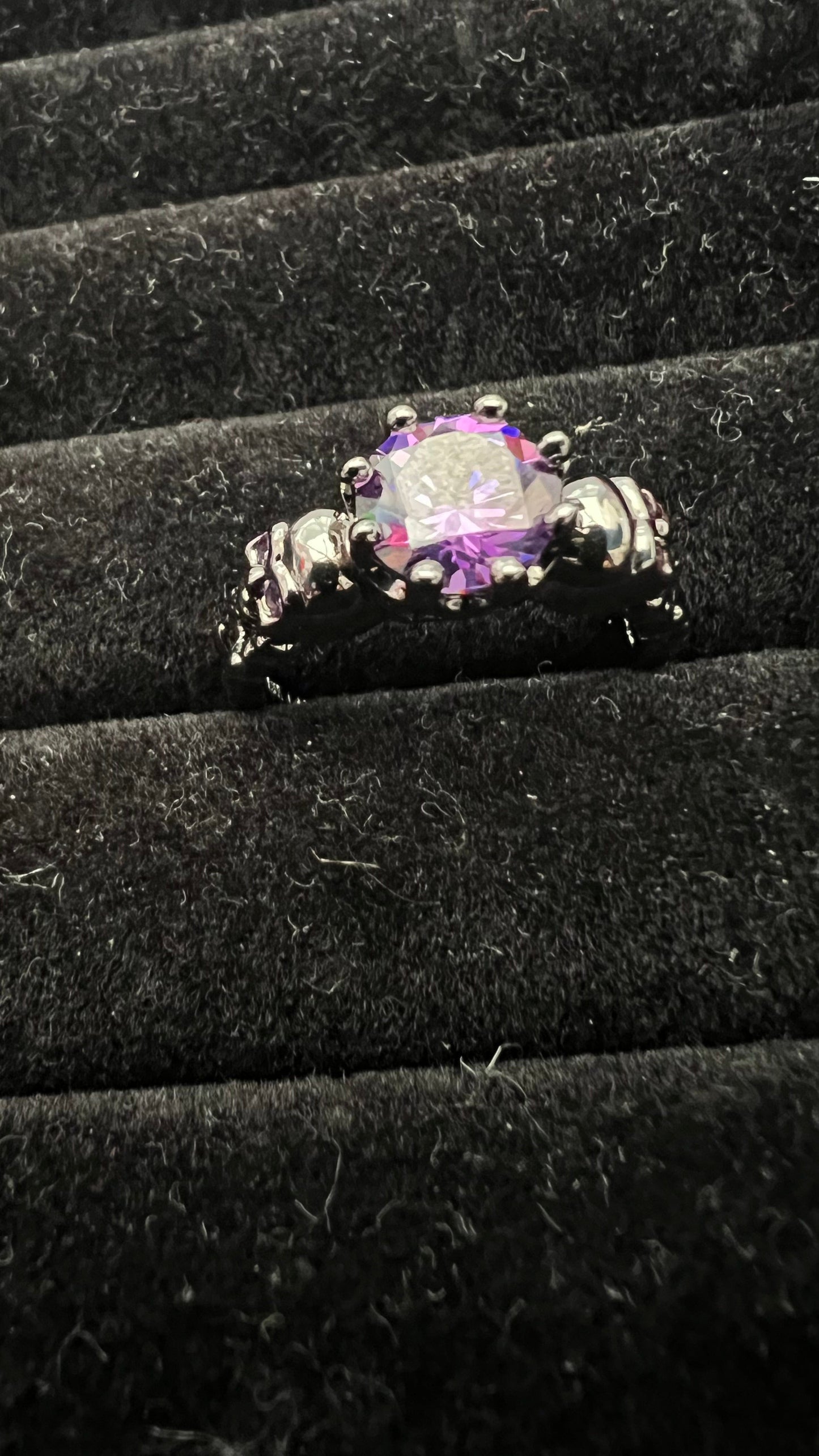 Skull King Crown Amethyst Crystal Gemstone Ring Gothic Punk Ring 18ct gold plated ring size 9