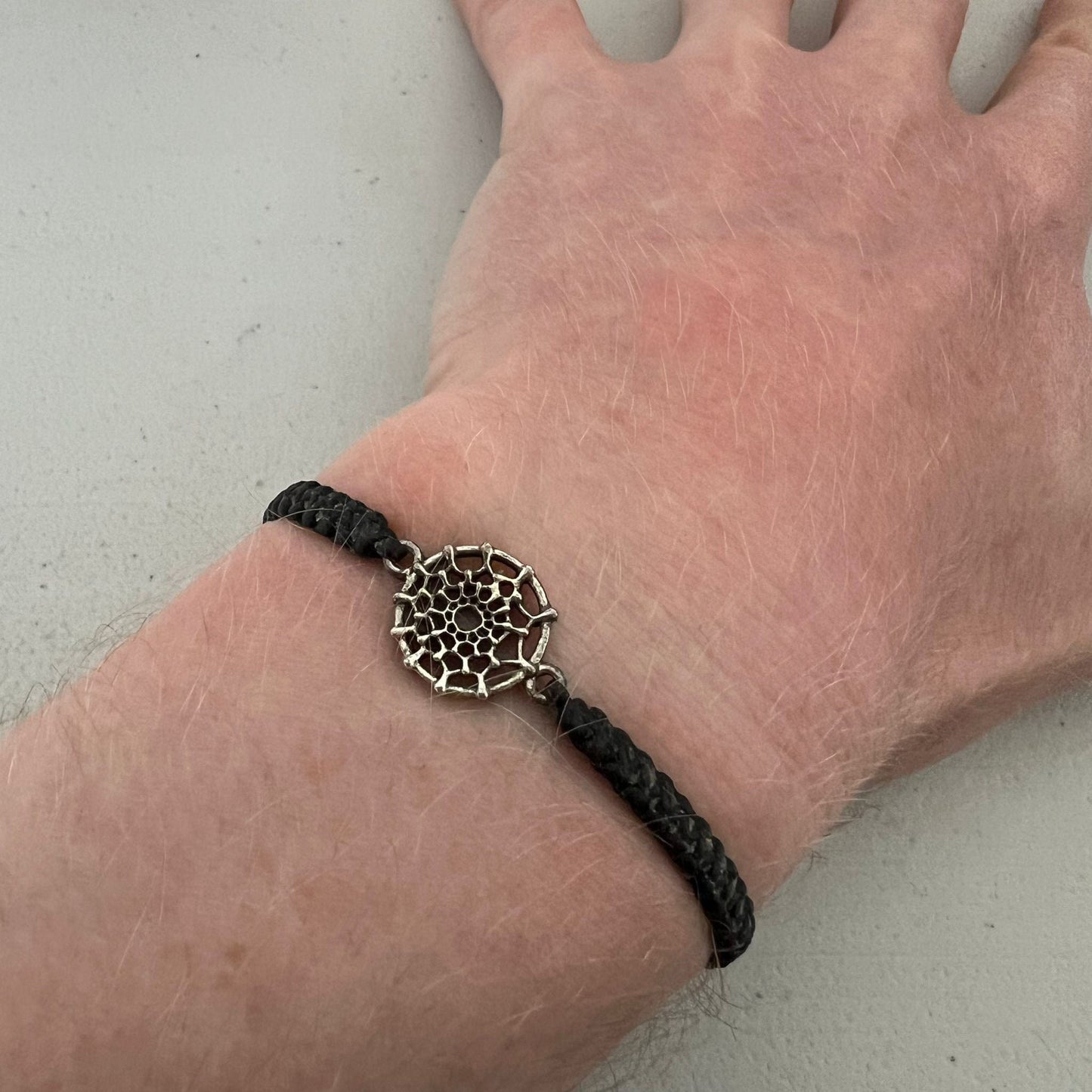 Small Gothic Spiderweb Black Cotton Bracelet Goth Wristband Bangle Mens Womens