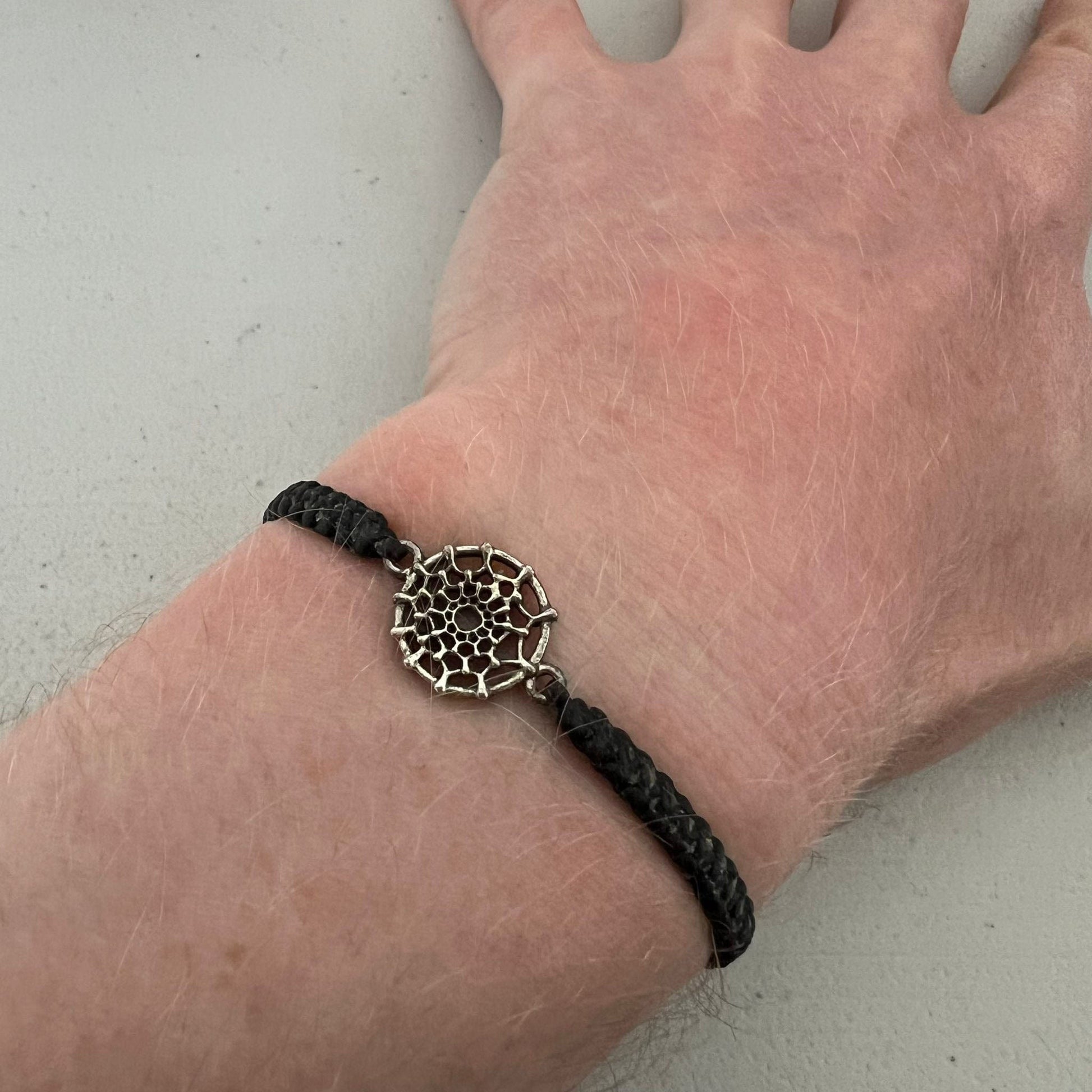 Small Gothic Spiderweb Black Cotton Bracelet Goth Wristband Bangle Mens Womens