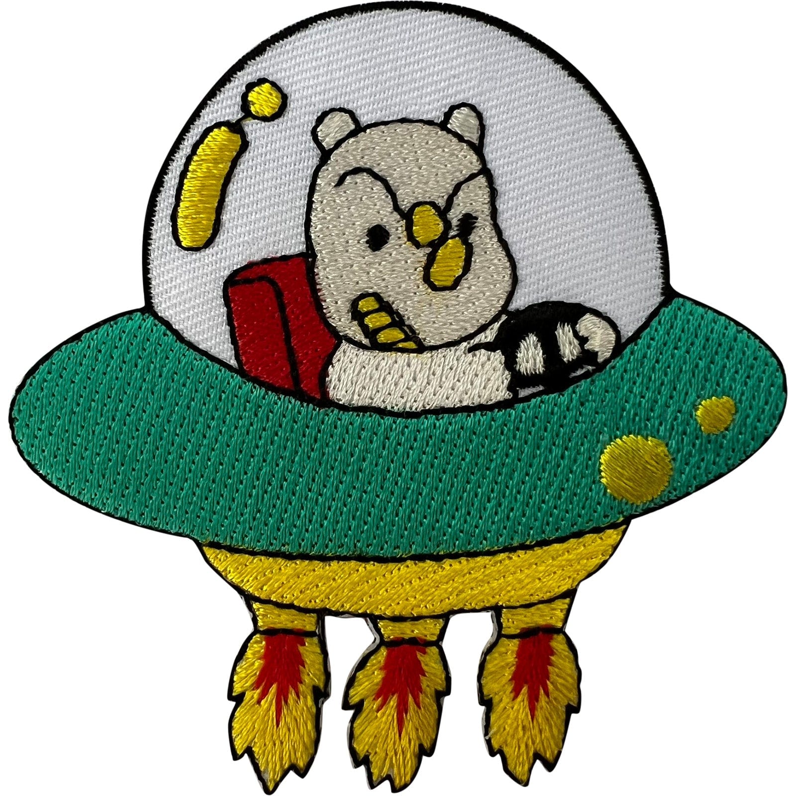 Space Rhino Flying Saucer UFO Alien Patch Iron Sew On Clothes Embroidered Badge
