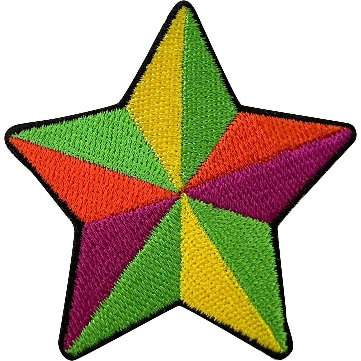 Star Patch Iron Sew On Clothes Bag Green Yellow Orange Purple Embroidered Badge