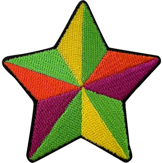 Star Patch Iron Sew On Clothes Bag Green Yellow Orange Purple Embroidered Badge