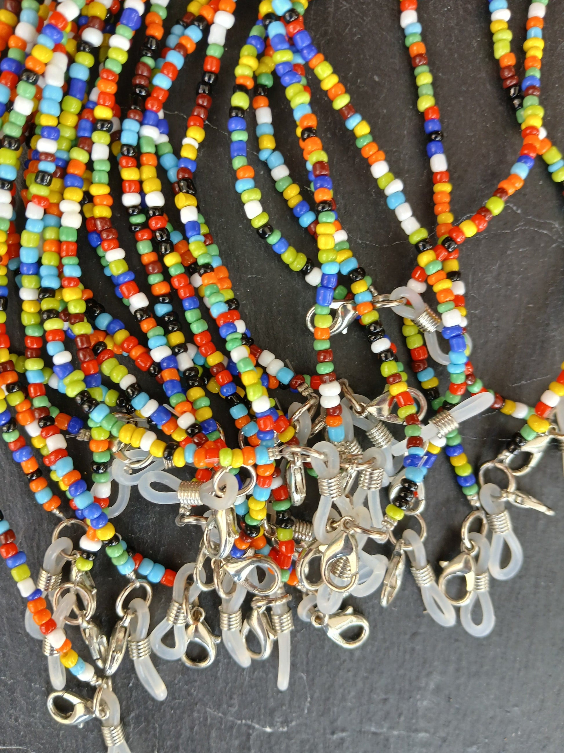Sunglasses colourful bright beads chain glasses strap and accessories