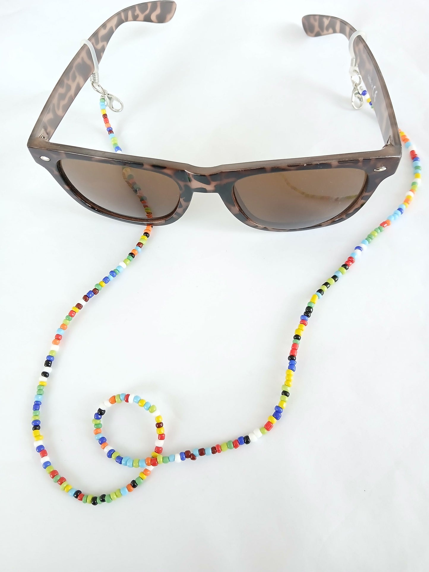 Sunglasses colourful bright beads chain glasses strap and accessories