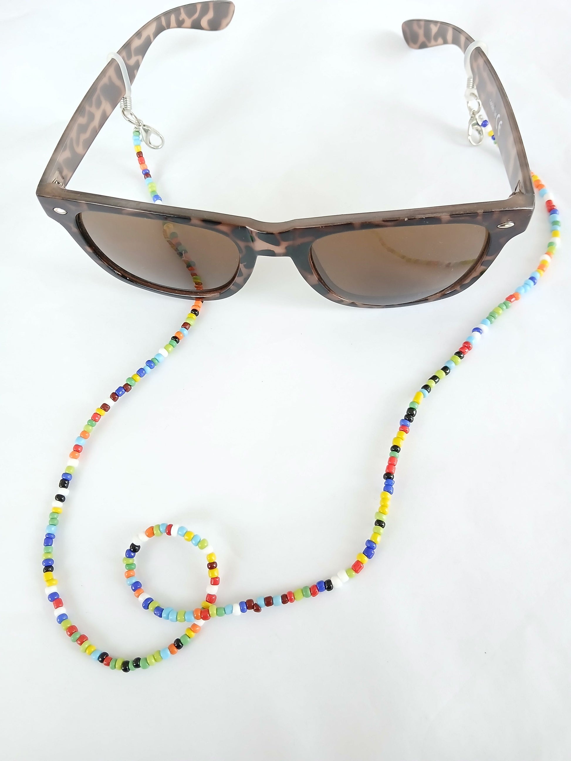 Sunglasses colourful bright beads chain glasses strap and accessories