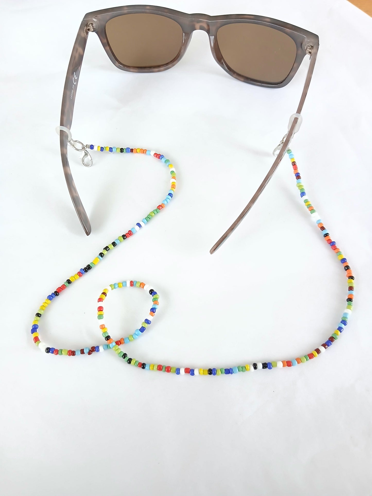 Sunglasses colourful bright beads chain glasses strap and accessories