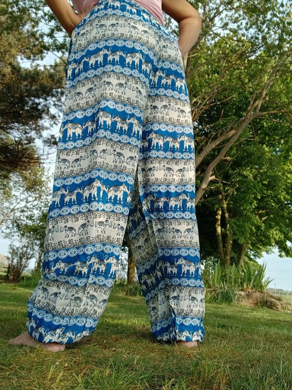 Thai Elephant Harem Pants Blue Beige Summer Trousers Mens Womens Ladies Clothes