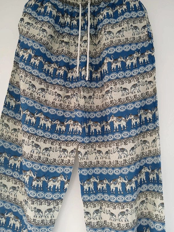 Thai Elephant Harem Pants Blue Beige Summer Trousers Mens Womens Ladies Clothes