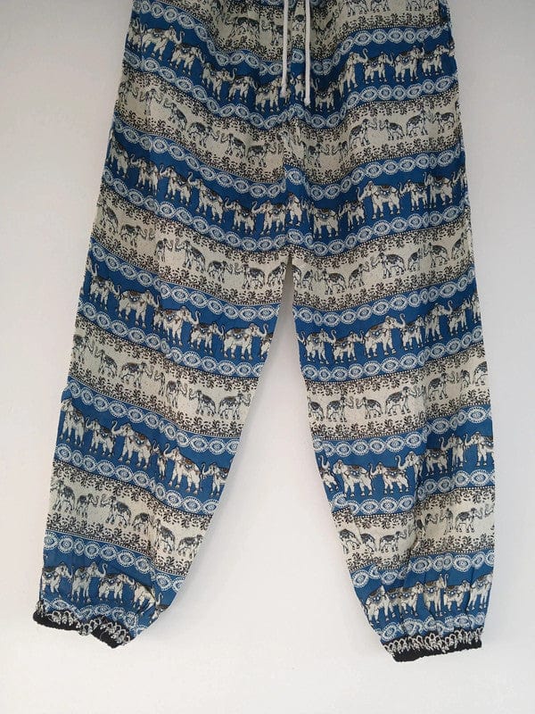 Thai Elephant Harem Pants Blue Beige Summer Trousers Mens Womens Ladies Clothes