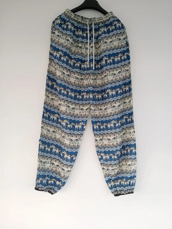Thai Elephant Harem Pants Blue Beige Summer Trousers Mens Womens Ladies Clothes