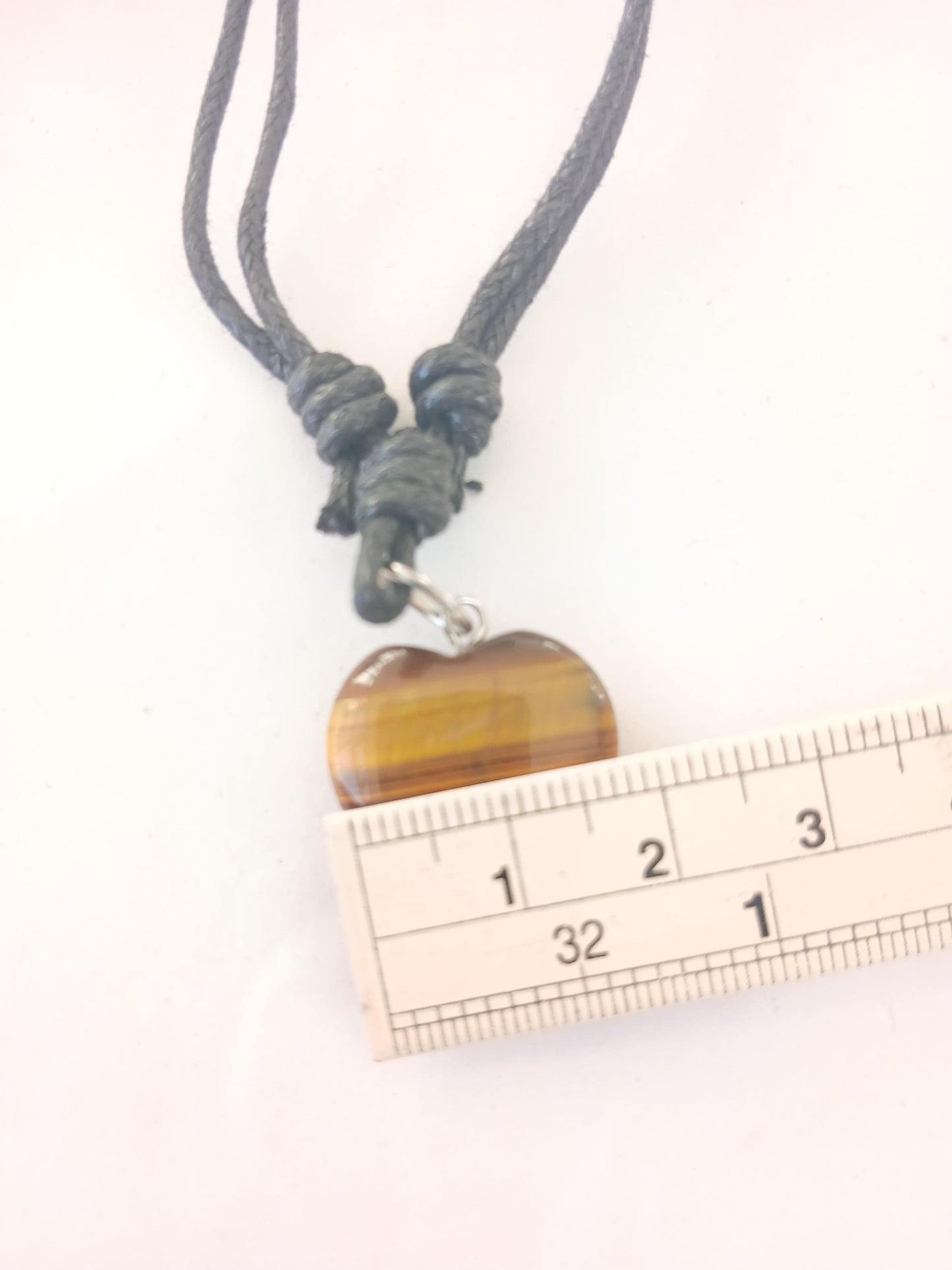 Tiger eye Heart charm crystal gemstone pendant necklace with adjustable choker black cord mens and women's jewellery
