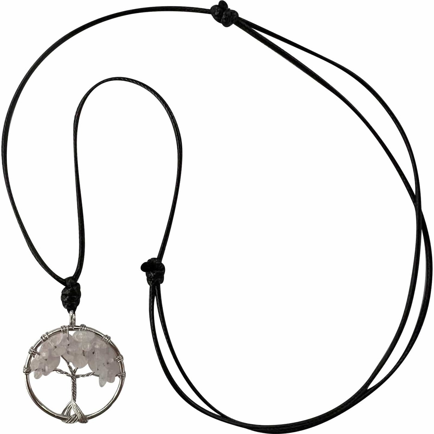 Tree Of Life Rose Quartz Pendant Necklace Chain Womens Mens Pink Crystal Jewelry