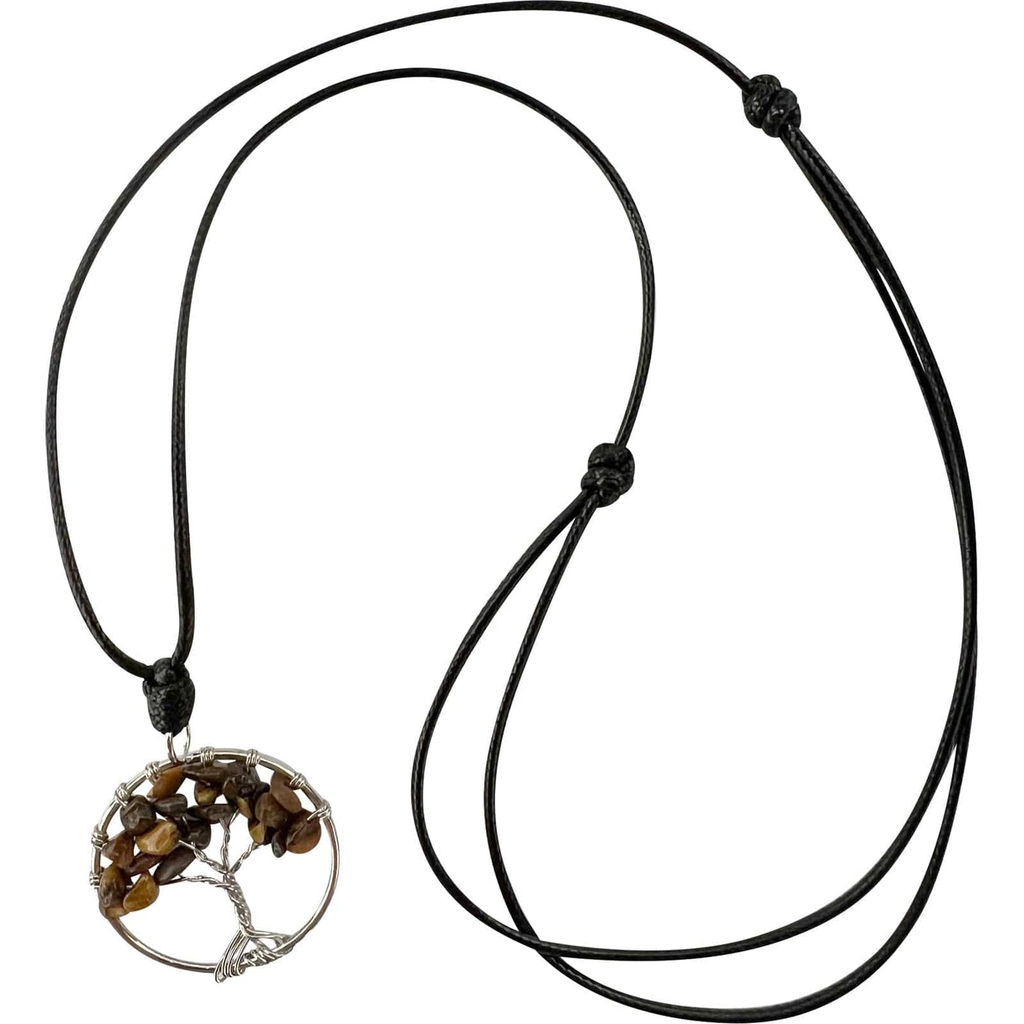 Tree Of Life Tiger Eye Pendant Necklace Cord Chain Womens Mens Crystal Jewellery