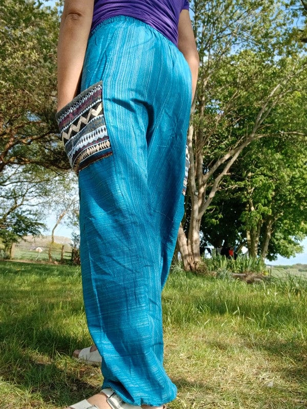 Turquoise Green Blue Harem Pants Summer Holiday Travel Ladies Mens Thai Trousers