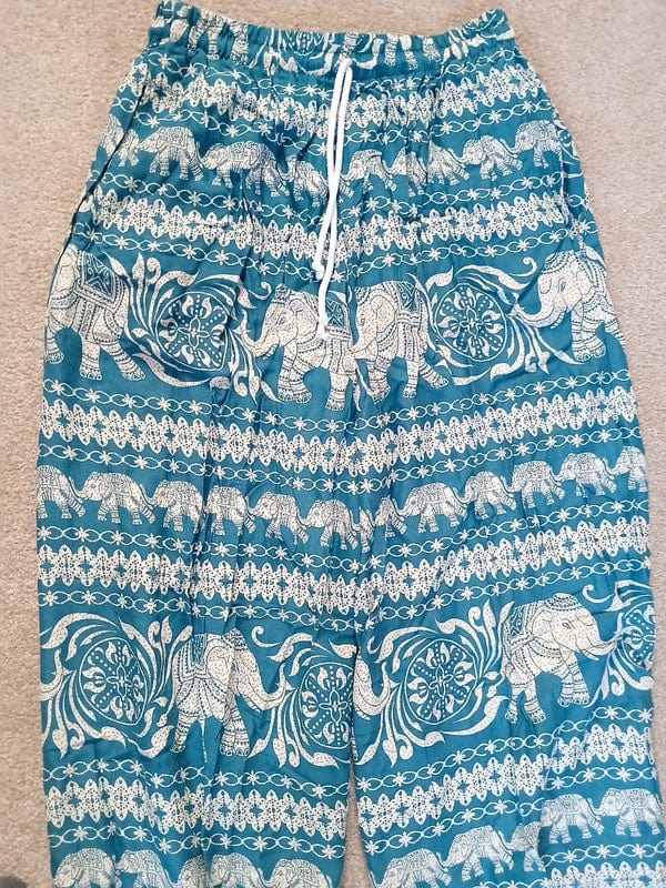 Turquoise Green Blue Thailand Elephant Harem Pants Light Travel Holiday Trousers