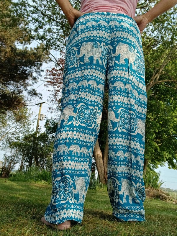 Turquoise Green Blue Thailand Elephant Harem Pants Light Travel Holiday Trousers