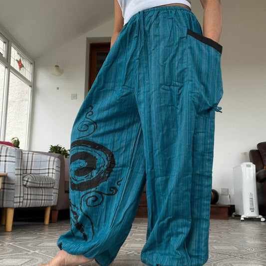 Turquoise Green Harem Pants Wide Leg Genie Baggy Aladdin Hippie Thai Trousers