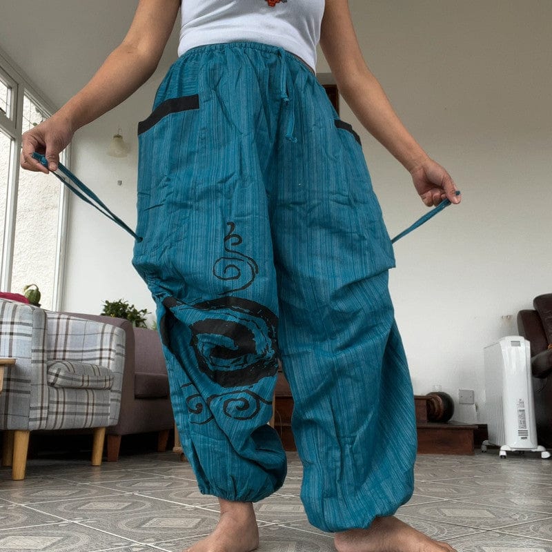 Turquoise Green Harem Pants Wide Leg Genie Baggy Aladdin Hippie Thai Trousers