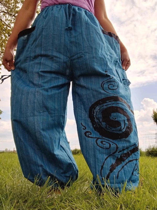Turquoise Green Harem Pants Wide Leg Genie Baggy Aladdin Hippie Thai Trousers