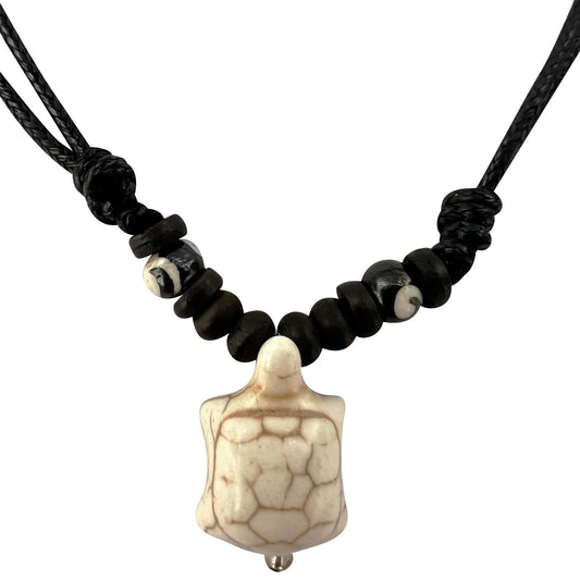 Turtle Tortoise Pendant Necklace Wood Beads Chain Mens Womens Girl Boy Jewellery