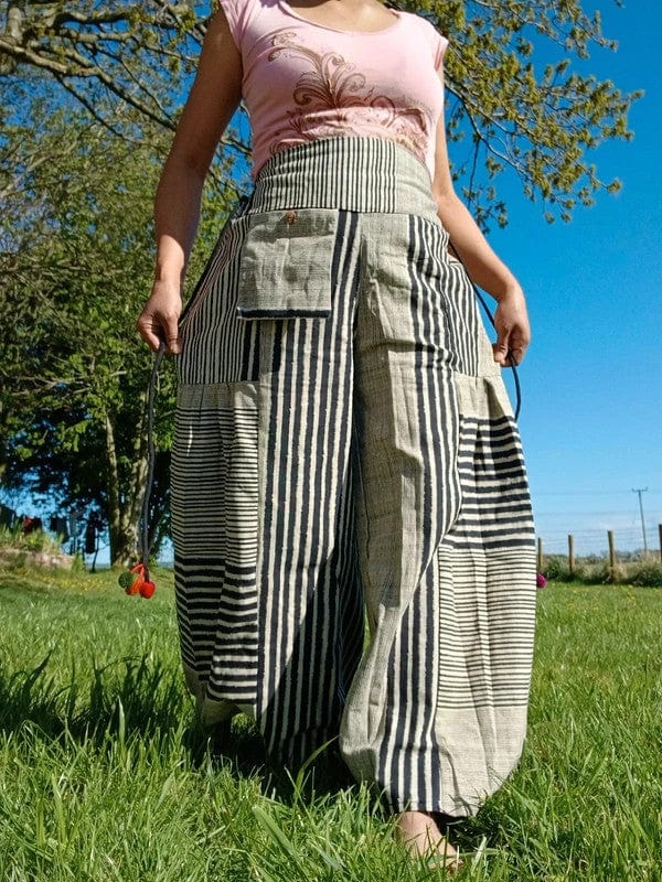White Black Baggy Wide Leg Harem Genie Pants Hippie Trousers High Rise Pants