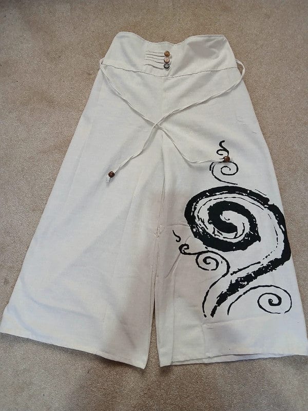 White Cream Black Wide Leg Palazzo Harem Pants Womens Ladies Baggy Thai Trousers