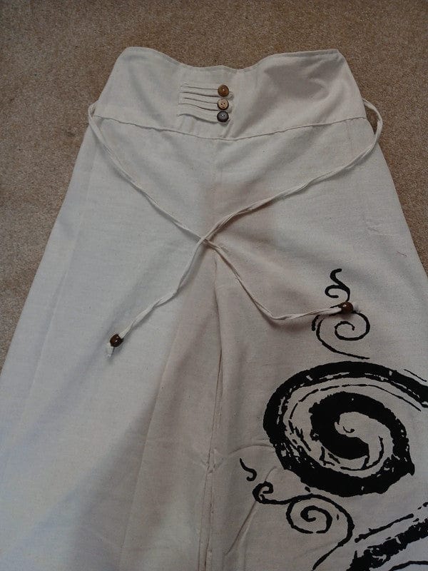 White Cream Black Wide Leg Palazzo Harem Pants Womens Ladies Baggy Thai Trousers