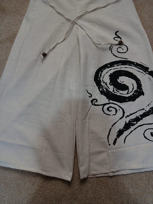 White Cream Black Wide Leg Palazzo Harem Pants Womens Ladies Baggy Thai Trousers