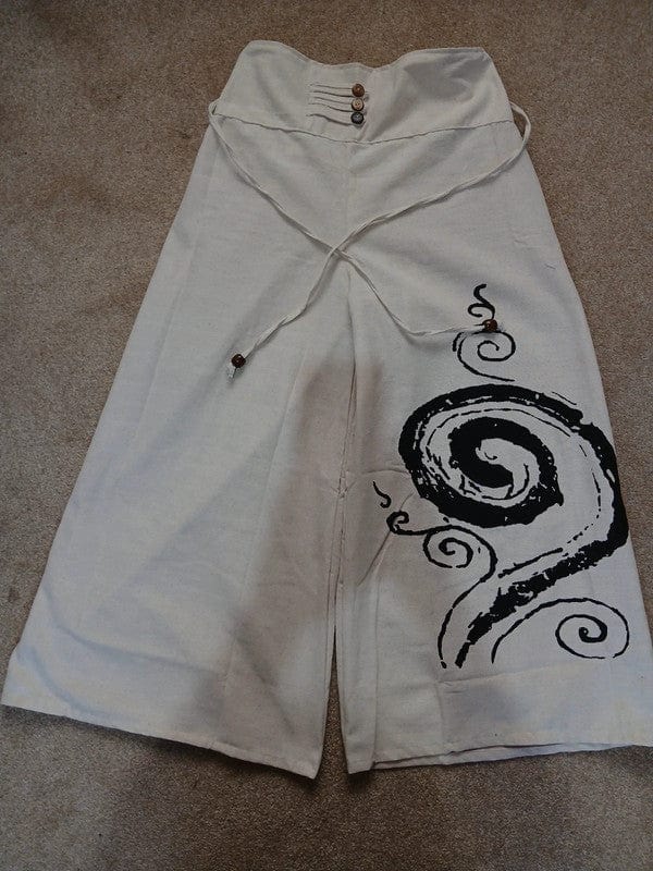 White Cream Black Wide Leg Palazzo Harem Pants Womens Ladies Baggy Thai Trousers