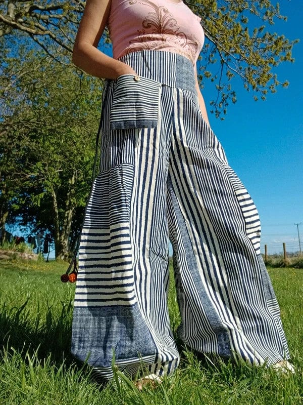 White Navy Baggy Wide Leg Harem Genie Pants Hippy Trousers High Waisted Pants