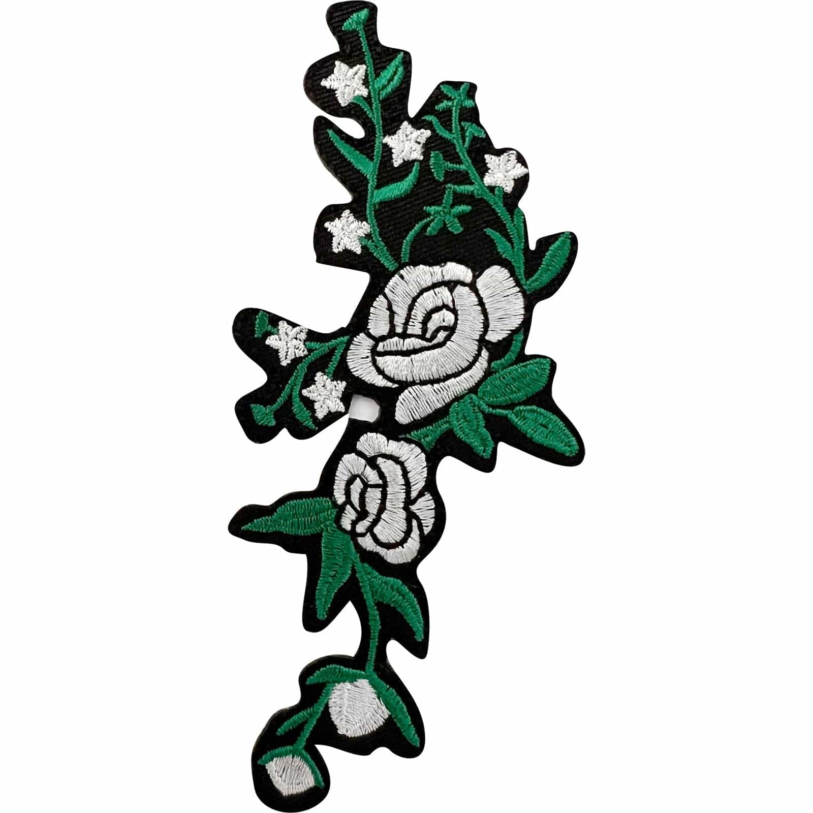 White Roses Patch Iron Sew On Dress Shirt Jeans Jacket Flowers Embroid
