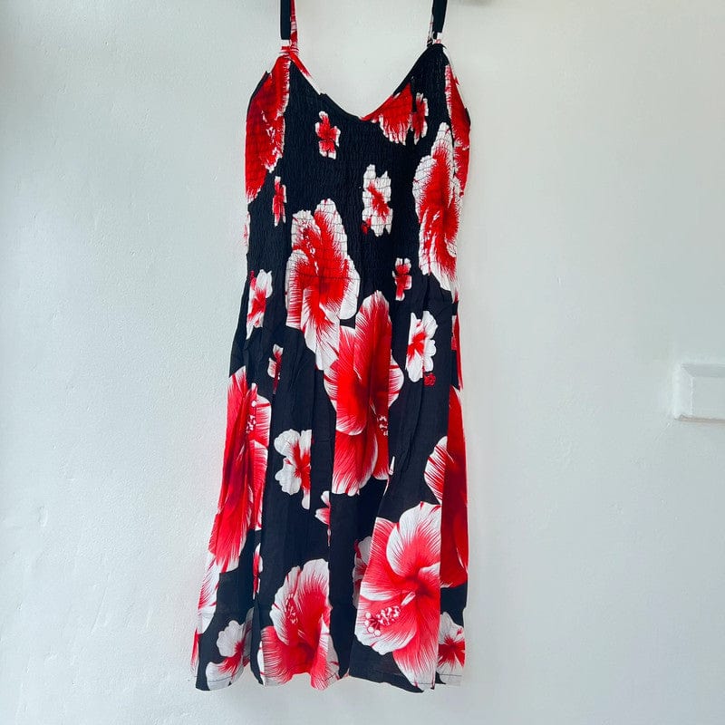 Womens Black Red Floral Flower Short Dress Ladies Summer Cocktail Party Holiday