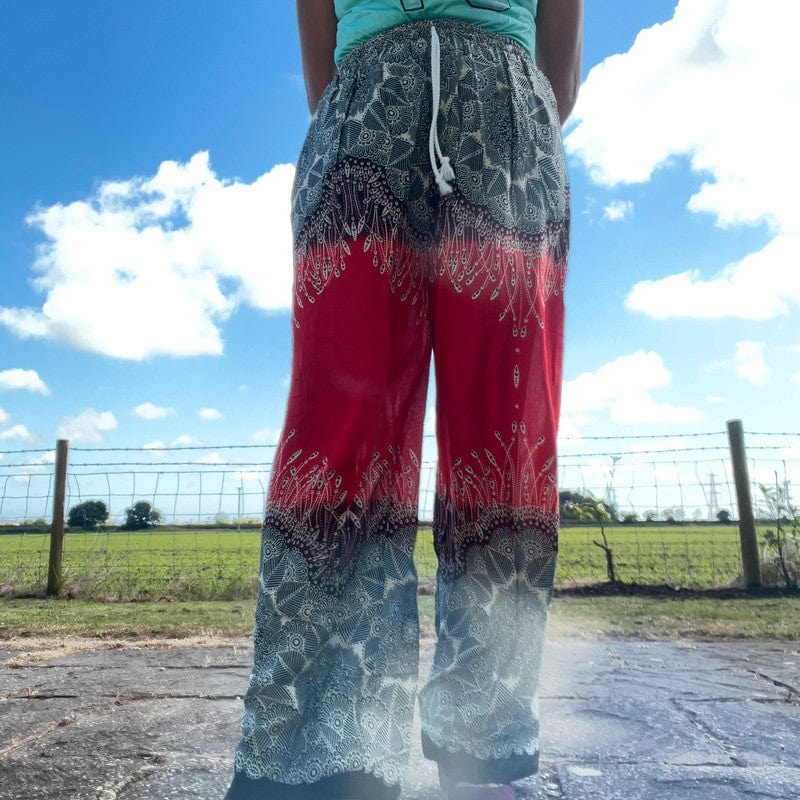 Womens Ladies Girls Black Red Harem Pants Gypsy Hippy Summer Rayon Yoga Trousers