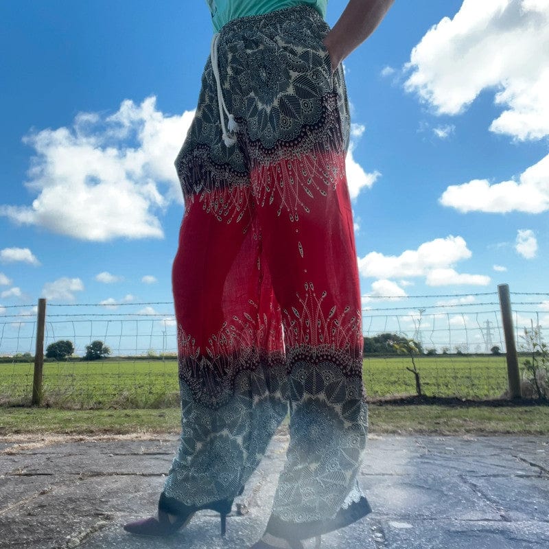 Womens Ladies Girls Black Red Harem Pants Gypsy Hippy Summer Rayon Yoga Trousers