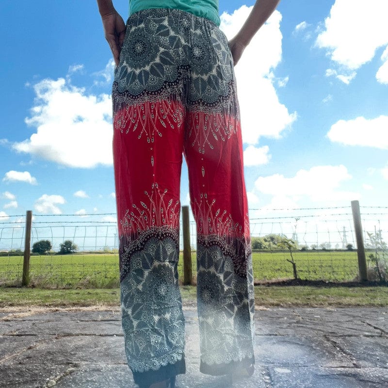 Womens Ladies Girls Black Red Harem Pants Gypsy Hippy Summer Rayon Yoga Trousers