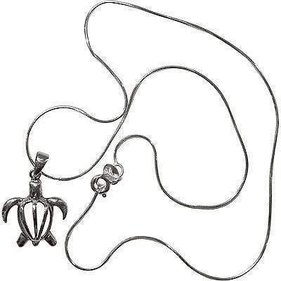 925 Sterling Silver Sea Turtle Pendant and Chain Necklace Mens Womens Jewellery
