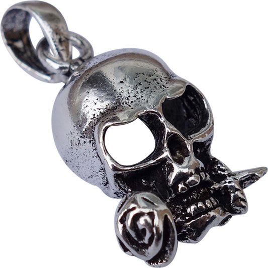 925 Sterling Silver Skull Rose Pendant for Necklace Chain Mens Womens Jewellery