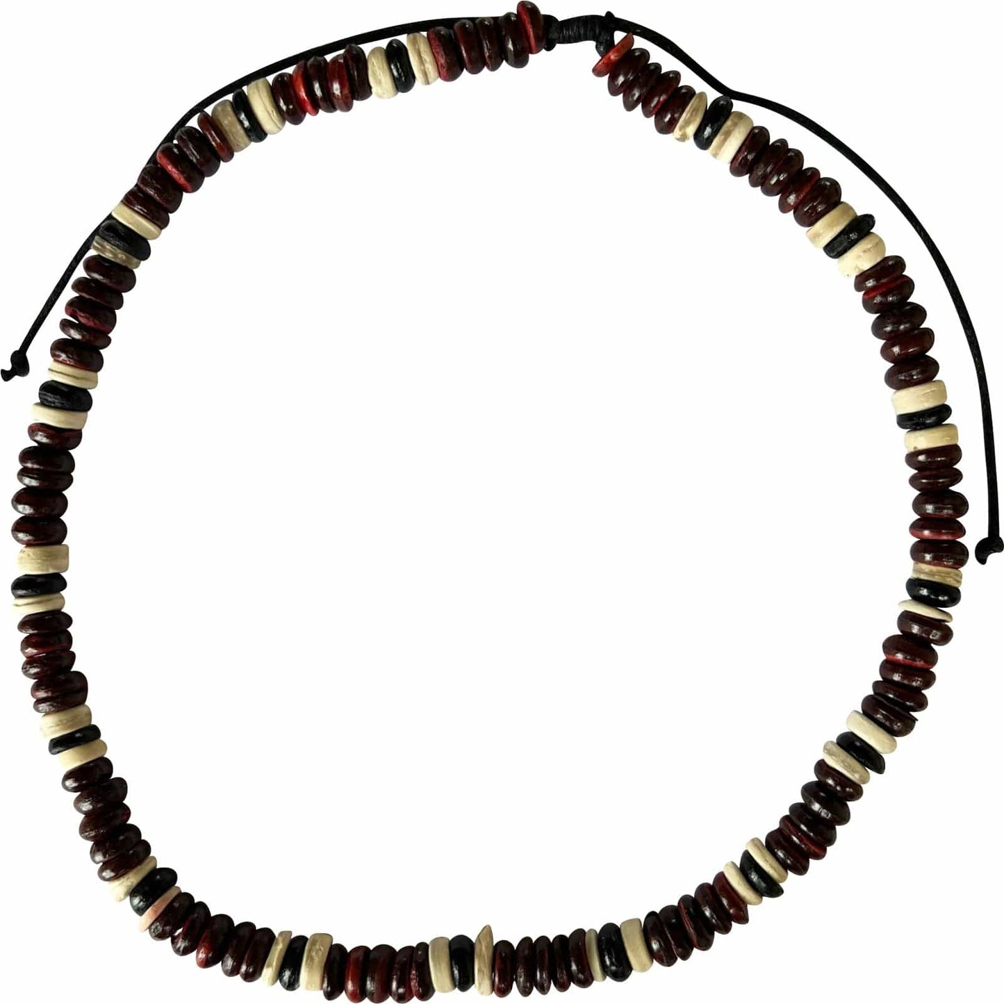 Adjustable Size Red Brown Wooden Coconut Bead Necklace Chain Handmade Jewellery