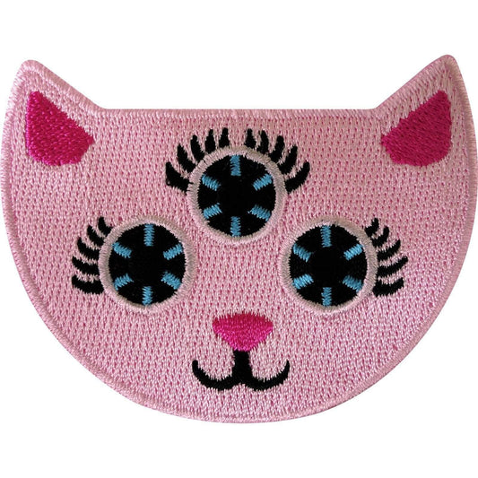 Alien Three Eye Cat Patch Iron Sew On Clothes Jacket Jeans Bag Embroidered Badge