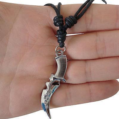 Arab Dagger Knife Pendant Chain Necklace Arabian Mens Fancy Dress Silver Colour