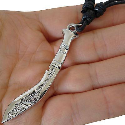 Arab Dagger Knife Sword Pendant Chain Necklace Arabian Fancy Dress Silver Colour