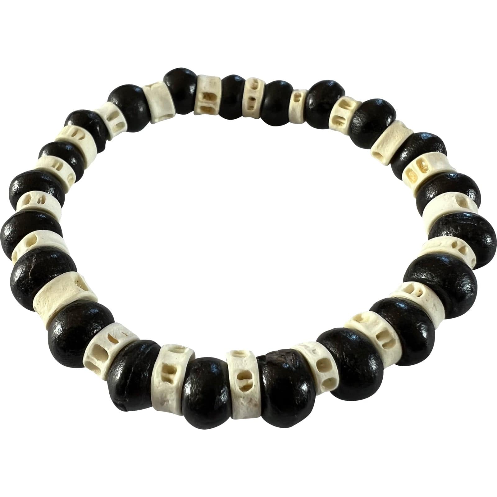 Beaded Wood Bracelet Wristband Bangle Wooden Beads Mens Boys Handmade Jewellery