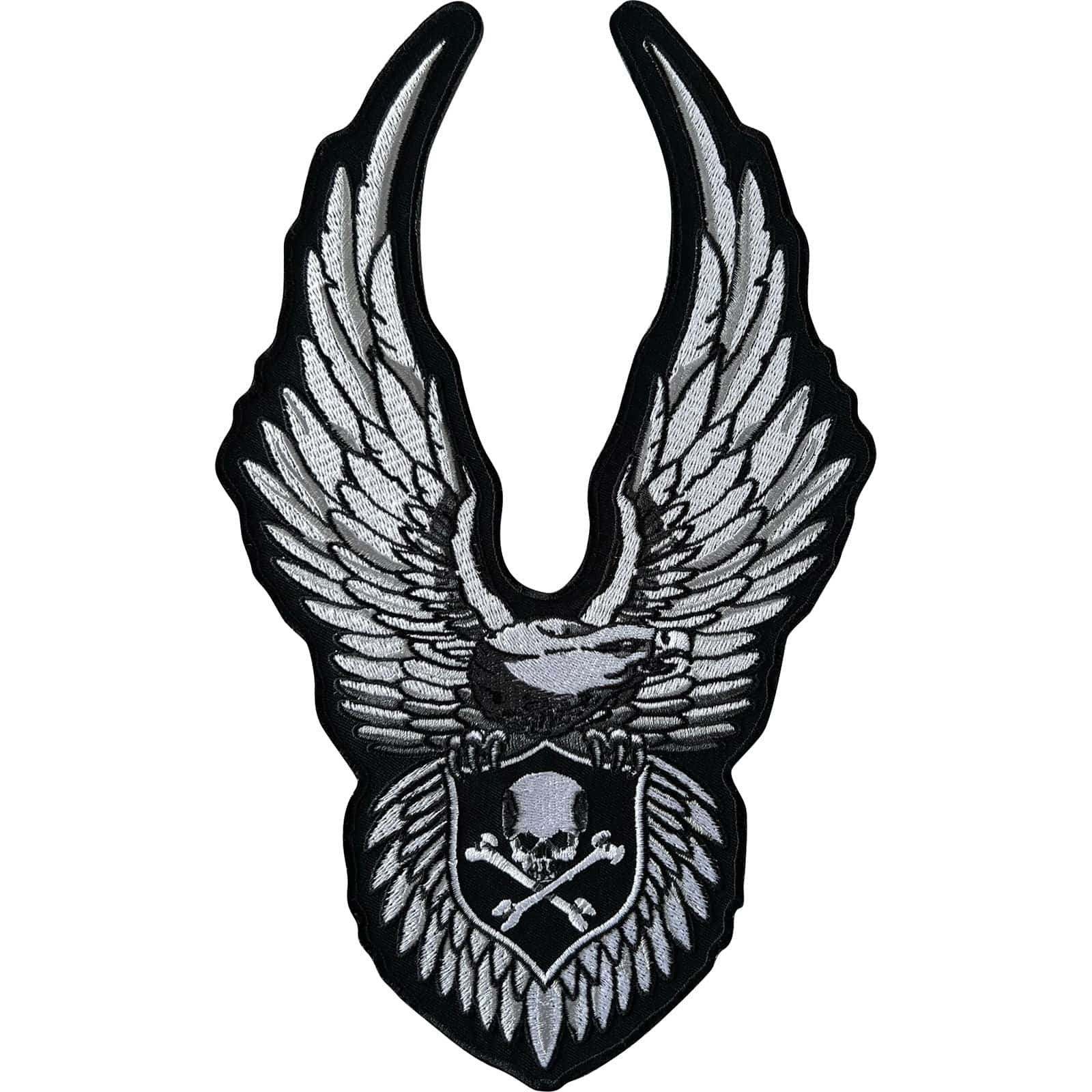Big Large Eagle Skull and Crossbones Patch Iron Sew On Clothes Embroidered Badge